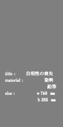  title : 自明性の喪失 material : 染料 鉛筆 size : ｗ760 ㎜ ｈ385 ㎜ 